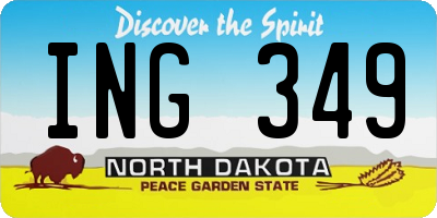 ND license plate ING349