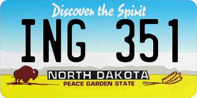 ND license plate ING351