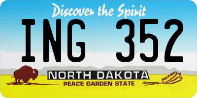 ND license plate ING352