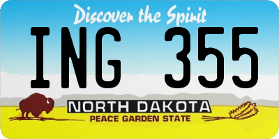 ND license plate ING355