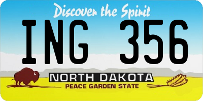 ND license plate ING356
