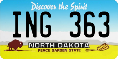 ND license plate ING363