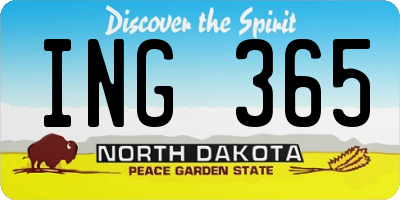 ND license plate ING365