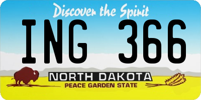 ND license plate ING366