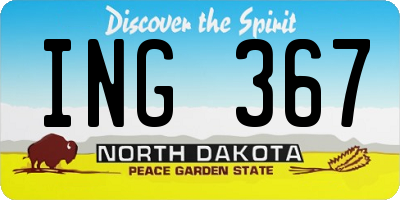 ND license plate ING367