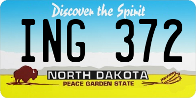ND license plate ING372