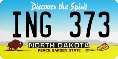 ND license plate ING373
