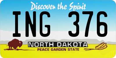 ND license plate ING376