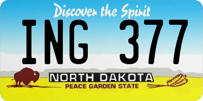 ND license plate ING377