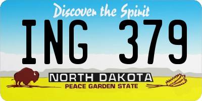 ND license plate ING379
