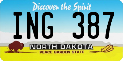 ND license plate ING387