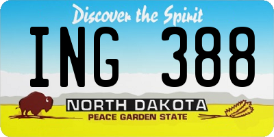 ND license plate ING388