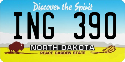 ND license plate ING390