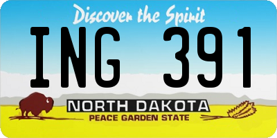 ND license plate ING391