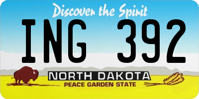 ND license plate ING392