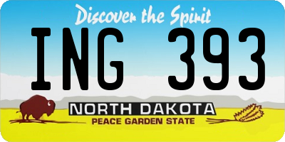 ND license plate ING393