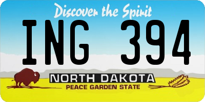 ND license plate ING394