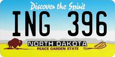 ND license plate ING396