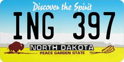 ND license plate ING397