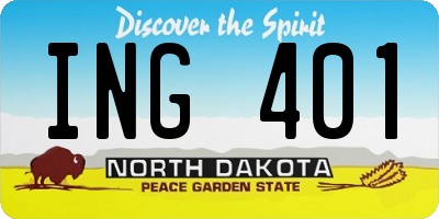 ND license plate ING401