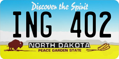 ND license plate ING402