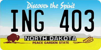 ND license plate ING403