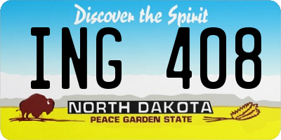 ND license plate ING408
