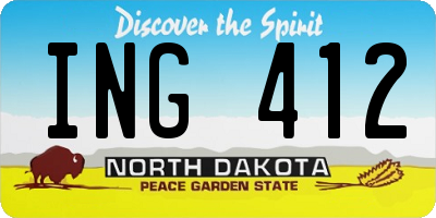 ND license plate ING412