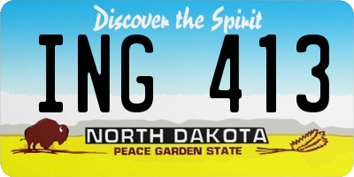 ND license plate ING413