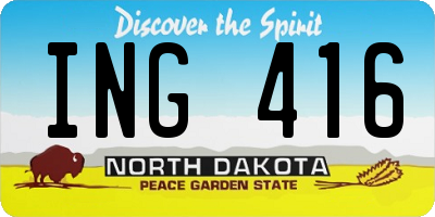 ND license plate ING416