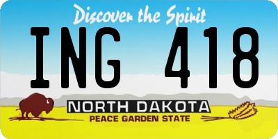 ND license plate ING418