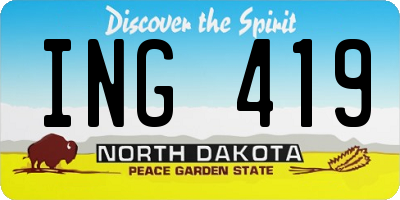 ND license plate ING419