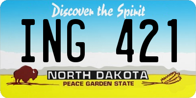 ND license plate ING421