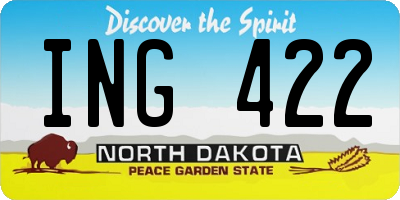 ND license plate ING422