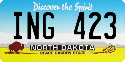 ND license plate ING423