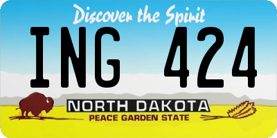 ND license plate ING424