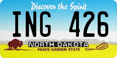 ND license plate ING426