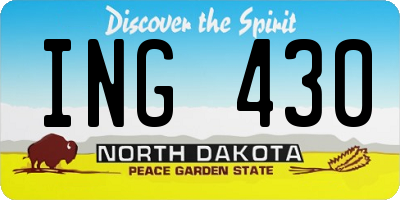ND license plate ING430