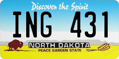 ND license plate ING431