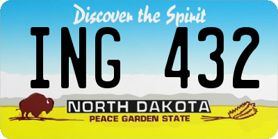 ND license plate ING432