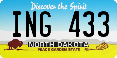 ND license plate ING433