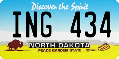ND license plate ING434