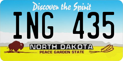 ND license plate ING435