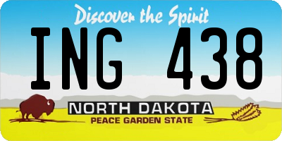 ND license plate ING438
