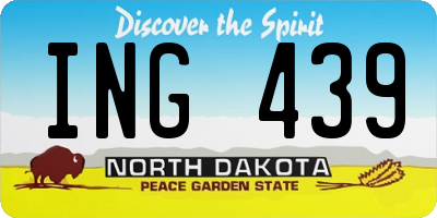 ND license plate ING439