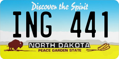 ND license plate ING441