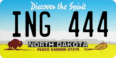 ND license plate ING444
