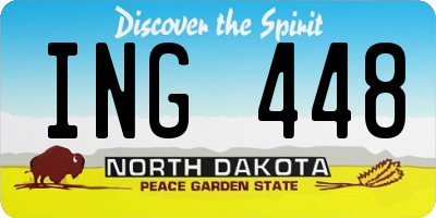 ND license plate ING448
