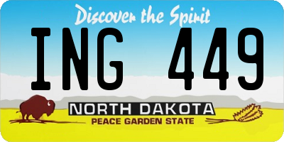 ND license plate ING449