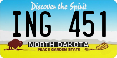 ND license plate ING451